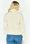 Women Turtle Neck Knit Rib Sweater, Beige - 2