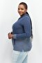 Women Drawstring Stripe Long Sleeve Hooded Sweatshirt, Navy - 3