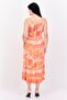 Women Tie Dry Midi Dress, Coral - 4