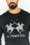 Men Crew Neck Long Sleeves Brand Logo Sweatshirt, Black - 3