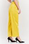 Women Faux Leather High Rise Straight Leg Pants, Dark Yellow - 2