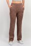 Women Regular Fit Textured Straight Leg Pants, Brown
