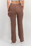 Women Regular Fit Textured Straight Leg Pants, Brown - 3