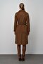 Men's Collared Leather Cape and Garni Detailed Coat Tobacco 3083 - 7