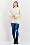 Women Crew Neck Knitted Sweater, Cream - 3