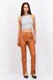 Women Regular Fit Plain Flare Leg Leather Pants, Orange - 2