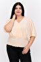 Women Plus Size Puffed Sleeves Plain Blouse, Peach