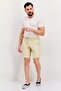 Men Solid Chino Shorts, Light Cream - 3