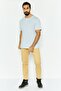 Men Crew Neck Short Sleeve Textured T Shirt, Light Blue - 4