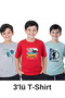 3-Piece Active-Long-Extreme Printed Boys' Short Sleeve T-Shirts