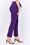Women Ribbed Drawstring Straight Leg Pants, Purple - 3