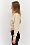 Women Crew Neck Brand Logo Long Sleeves Crop Sweatshirt, Beige - 3
