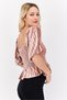 Women Square Neck Short Sleeves Smocked Velvet Blouse, Blush - 2