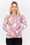 Design Women Round Neck Long Sleeve Abstract Print Top, Multicolor