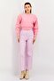 Women Crew Neck Graphic Print Long Sleeves Crop Sweatshirt, Pink - 3