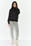 Women Turtle Neck Long Sleeves Knitted Sweater, Black - 2