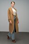 Snap Fastener, Low Sleeve, Oversize Coat with Pockets. Kamel 3933