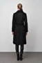 Men's Collared Leather Cape and Garni Detailed Coat Black 3083 - 7