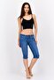 Women Washed Denim Shorts, Blue - 4