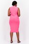 Women Plus Size Textured Midi Dress, Pink - 4
