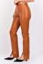 Women Regular Fit Plain Flare Leg Leather Pants, Orange - 4