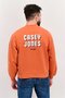 Men Crew Neck Long Sleeve Brand Logo Sweatshirt, Orange - 3