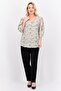 Women V Neck Short Sleeve Allover Print Tunic Top, Green Combo - 3