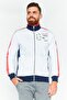 Men Mock Neck Brand Logo Long Sleeves Full zip Sweatshirt, White