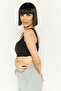 Women Padded Brand Logo Training Sport Bra, Black - 2