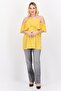 Women Square Neck Cold Shoulder Sleeve Plain Top, Sunset Yellow - 4