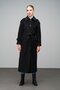 Oversize Long Coat with Shirt Collar and Epaulet Detail Black 3064 - 3