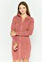 Women Textured Midi Sweater Dress, Brown Heather - 3