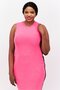 Women Plus Size Textured Midi Dress, Pink - 3