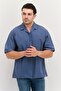 Men Regular Fit Short Sleeves Embroidered Logo Casual Shirt, Slate Blue