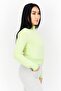 Women Mock Neck Long Sleeve Textured Sweatshirt, Green - 2