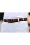 Brown Leather Men's Belt Metal Buckle Classic Fabric Trouser Belt 3.5 cm - 2
