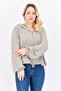 Women Hooded Long Sleeve Solid Sweatshirt, Beige