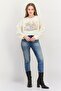 Women Crew Neck Graphic Print Long Sleeves Crop Top, White Combo - 4