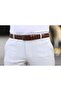 Brown Leather Men's Belt Metal Buckle Classic Fabric Trouser Belt 3.5 cm