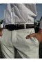 Brown Leather Men's Belt Metal Buckle Classic Fabric Trouser Belt 3.5 cm - 4
