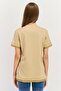 Women Crew Neck Short Sleeves Plain T-Shirt, Khaki - 4