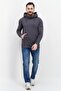 Men Brand Logo Hooded Sweatshirt, Grey - 2