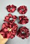 Claret Red T6 Piece Satin Hair Rubber Buckle Set
