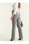 Women's Crepe Fabric Lycra Front-Waist High-Waisted Palazzo Trousers-Grey - 3