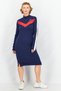 Women Sportswear Fit Long Sleeve Outdoor Midi Dress, Navy