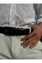 Black Leather Men's Belt Metal Buckle Classic Fabric Pants Belt 3.5cm - 6