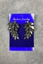 Anthracite Gray Leaf Pattern Hazel Evening Dress Stoned Bridal Earrings - 2