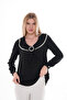 Women's Plus Size Collar Pearl Embroidered Brooch Blouse B0055 - 4