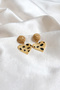 Heart Shaped Leopard Print Fur Textured Dangle Earrings - 2