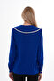 Women's Plus Size Collar Pearl Embroidered Brooch Blouse B0055 - 7